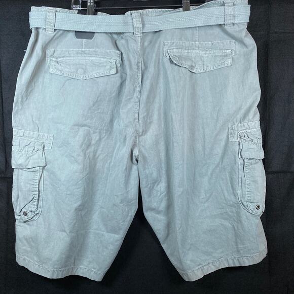Raw X Mens Shorts Green Relaxed Fit Cargo 100% Cotton Belted Denim 48x11 - Picture 12 of 16